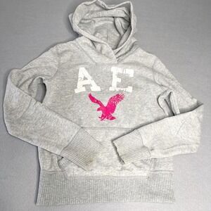 American Eagle Hoodie Sweatshirt‎ Light Gray Pink